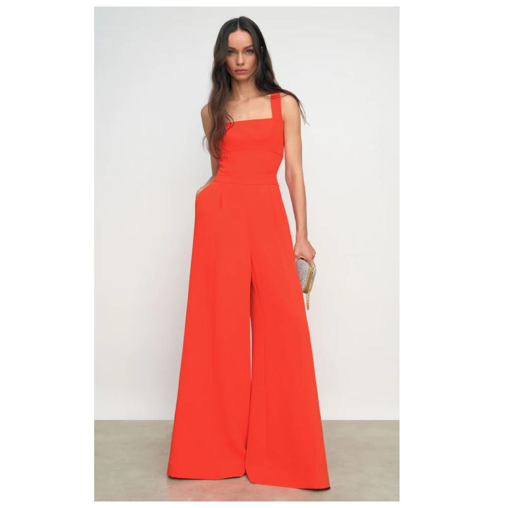 NEW Reiss Dion Wide-Leg Cut-Out Jumpsuit in Orange Size US/4